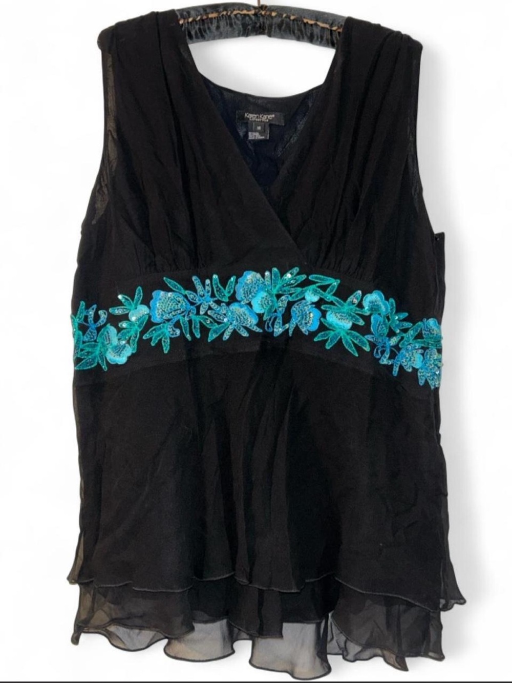 Vintage Karen Kane 100% Silk Beaded Tank Top - size 14
